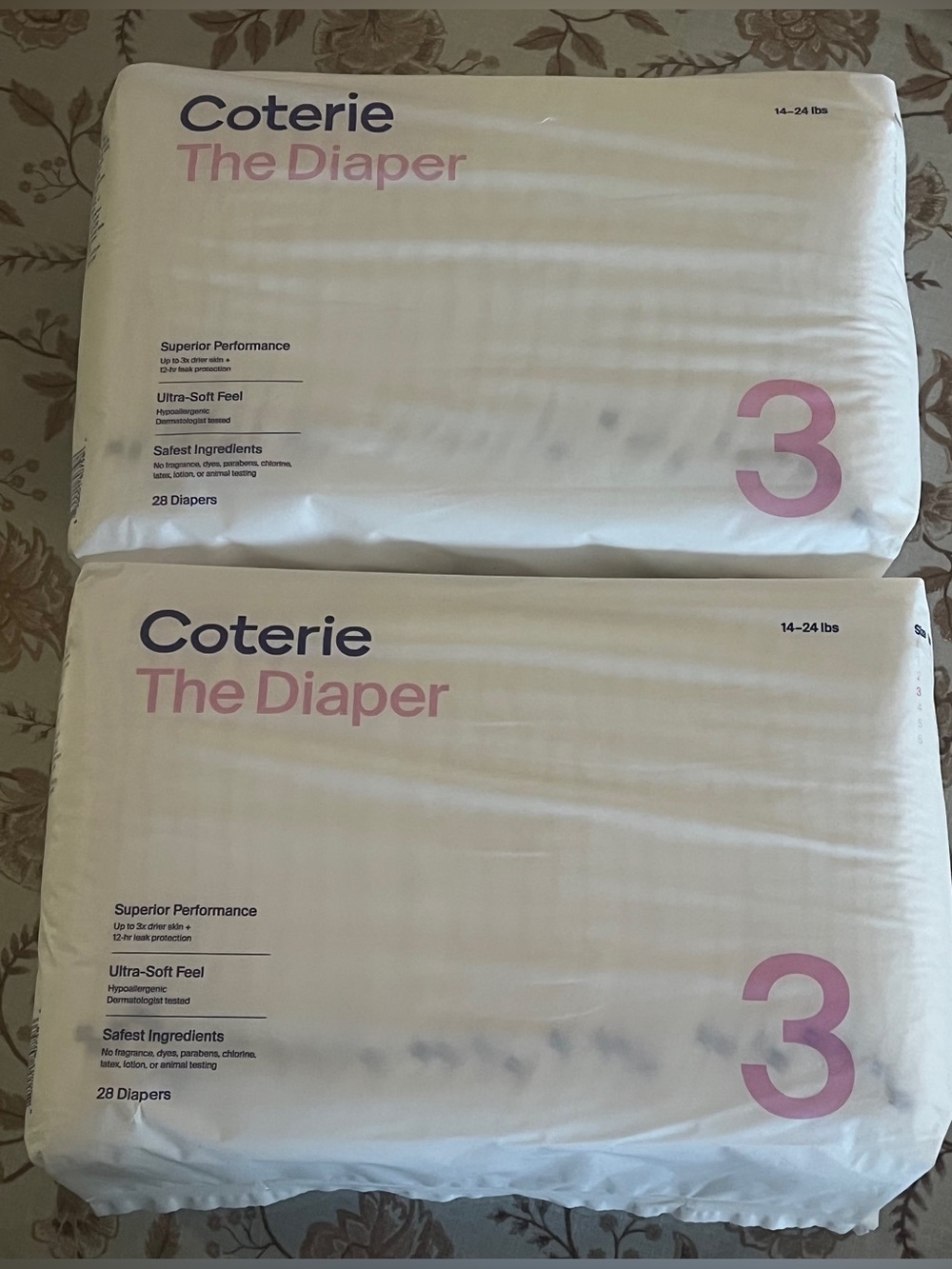 Coterie Diapers Size 3- White (28Count, Pack of 2)